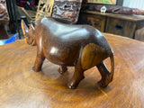 Dark Brown Hand carved Wooden Standing Rhino Curio