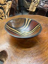 Hand carved Medium Wooden Bowl Zebra Pattern Design