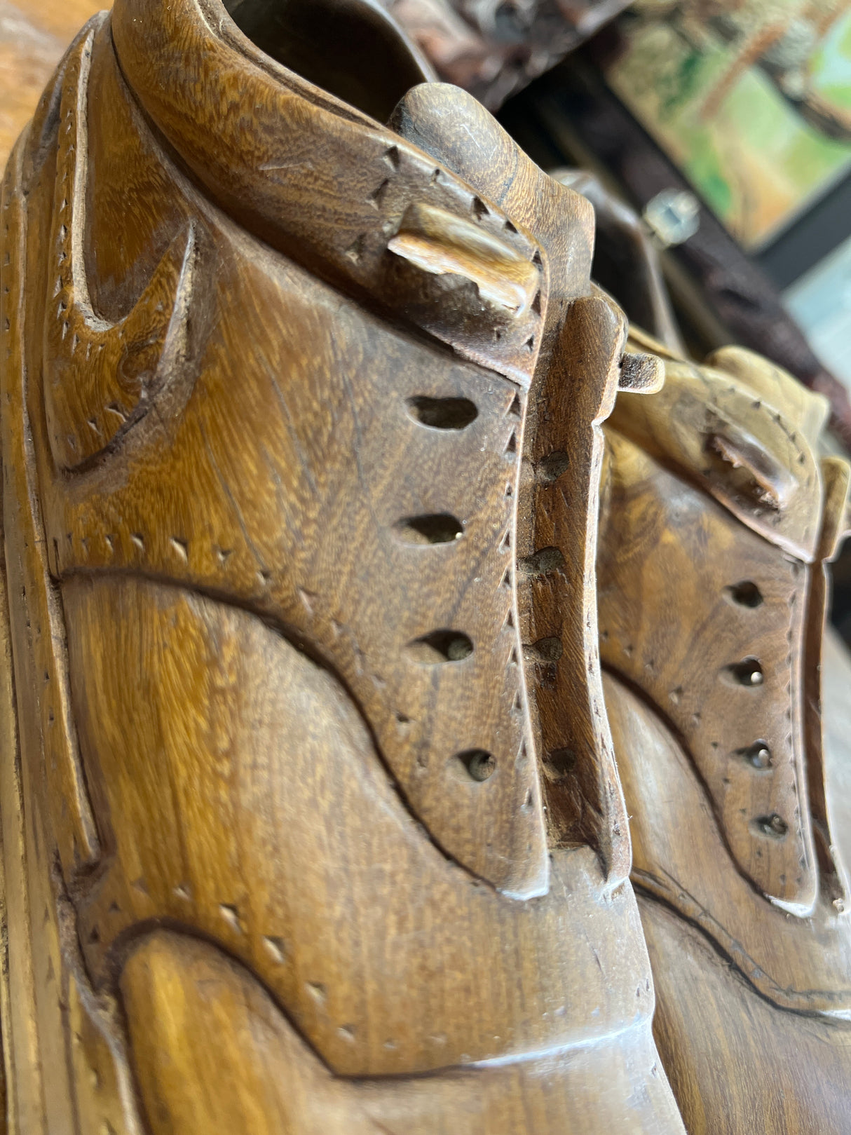 Pair of Nike Air Max 1 Hand Carved Mahogany Display Piece