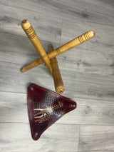 Handmade Folding Tripod Chair with a Giraffe on the Leather Seat - Tanzania