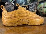 Pair of Nike Air Max 97 V1.1 Hand Carved Mahogany Display Piece