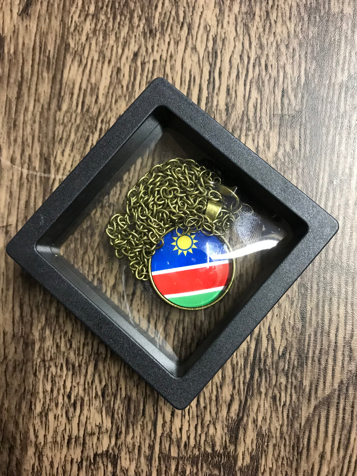 National Flag Circle Bronze Necklace 65cm Chain