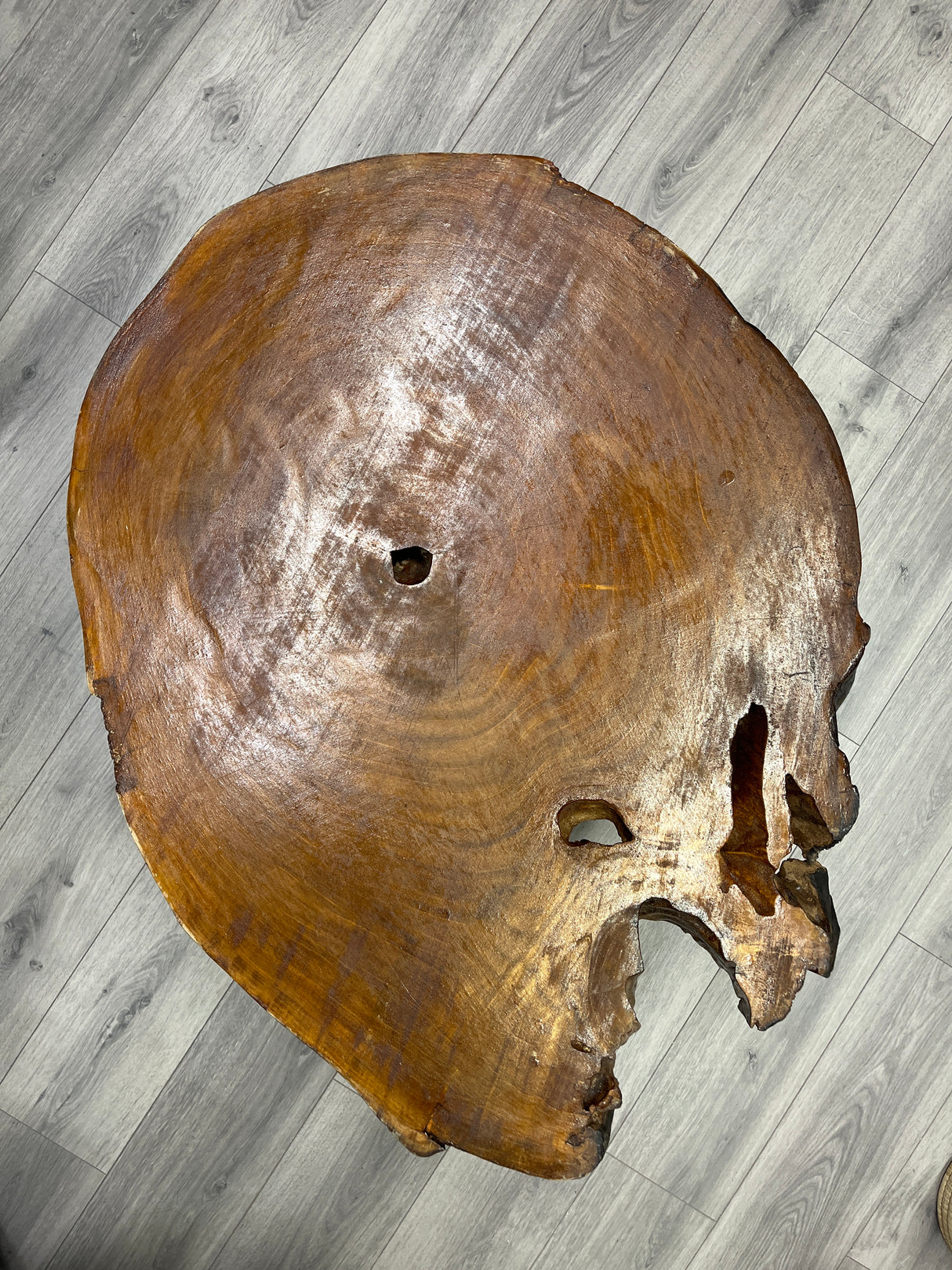 Tree Trunk Table With Rebar Steel Legs