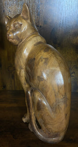 Hand Carved Mahogany Head Side Turned Cat