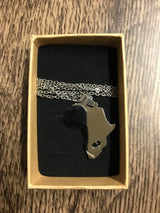 Africa Shape Country Outline Silver Necklace 60cm Chain