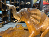 Hand Carved Elephant - Attacking Pose