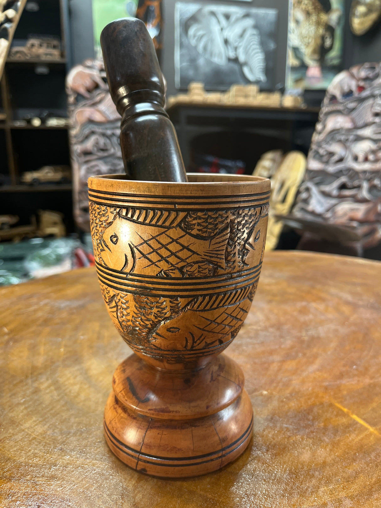 Handmade Wooden Pestle and Mortar
