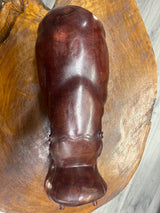 Big Reddish Colour Hand Carved Wooden Hippo - Mouth Open With Teeth (Heavy Piece)