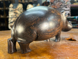 Hand Carved Ebony Wooden Hippo - Mouth Closed