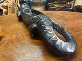 Hand Carved Stunning Ebony Crocodile With Coin / Jewellery Dish