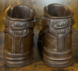 Pair of Nike Air Force One High V2.1 Hand Carved Mahogany Display Piece