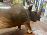 Hand carved Wooden Standing Rhino Curio (Light Brown)