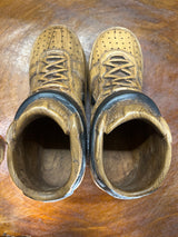 Pair of Nike Air Force One High V1.1 Hand Carved Mahogany Display Piece