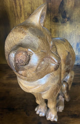 Hand Carved Mahogany Head Side Turned Cat