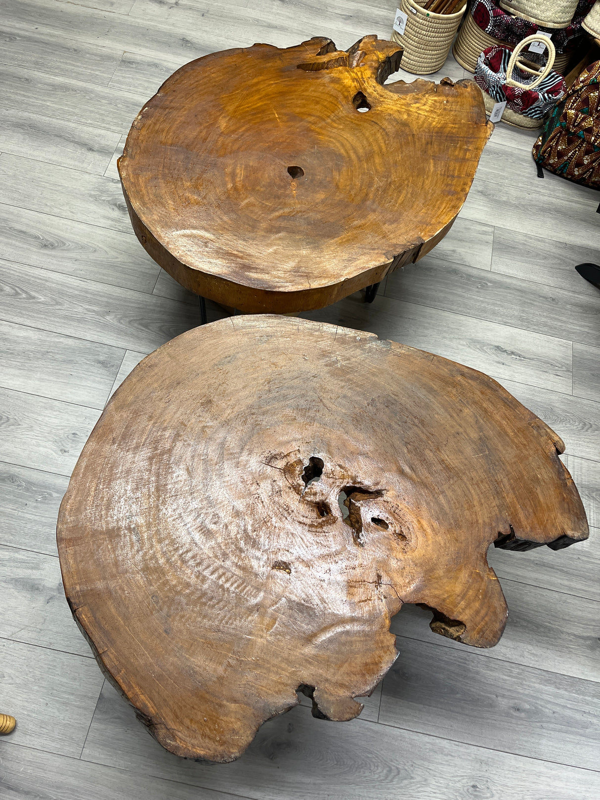 Tree Trunk Table With Rebar Steel Legs