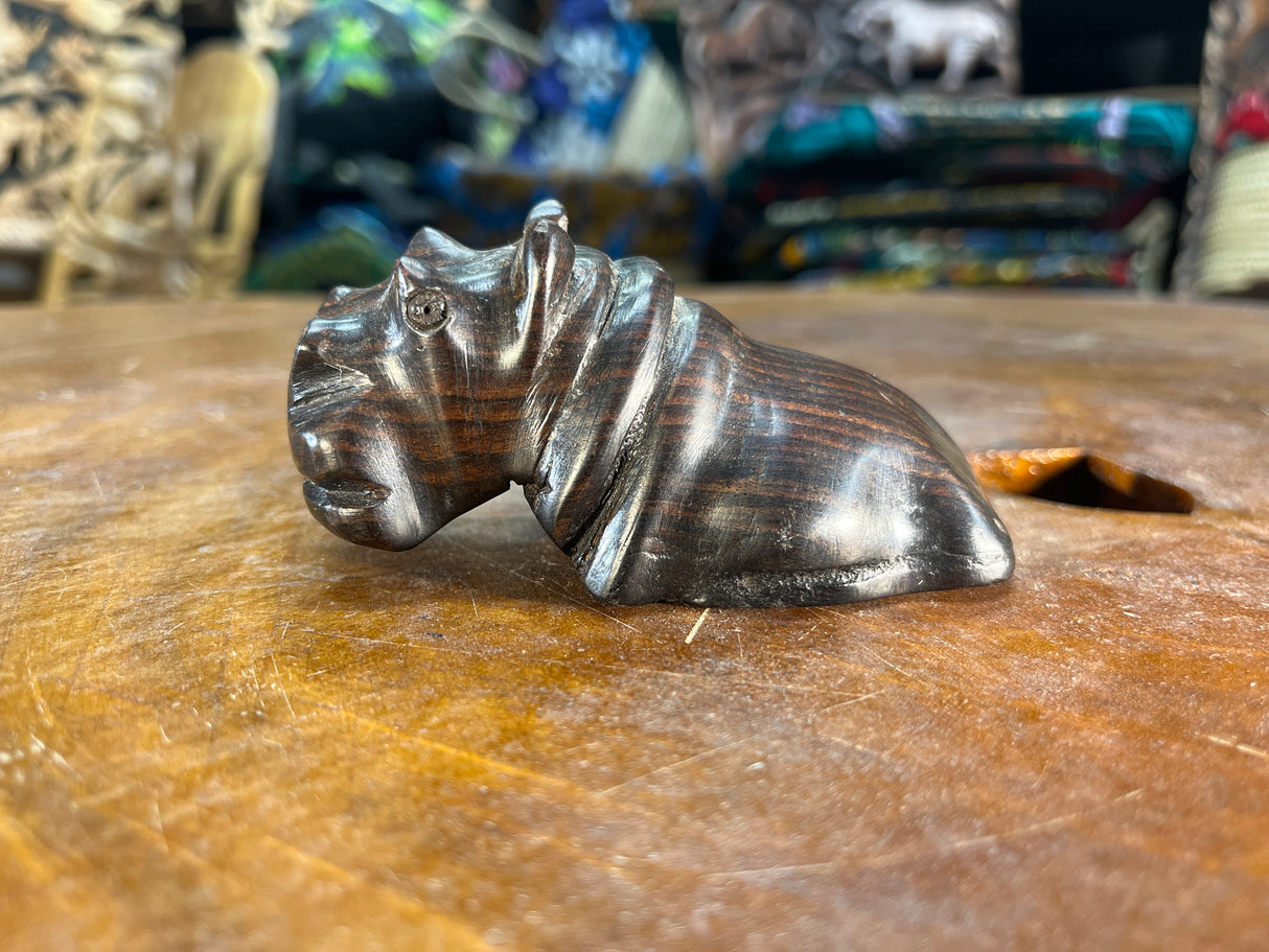 Hand Carved Ebony Wood Floating Hippo Bottle Opener