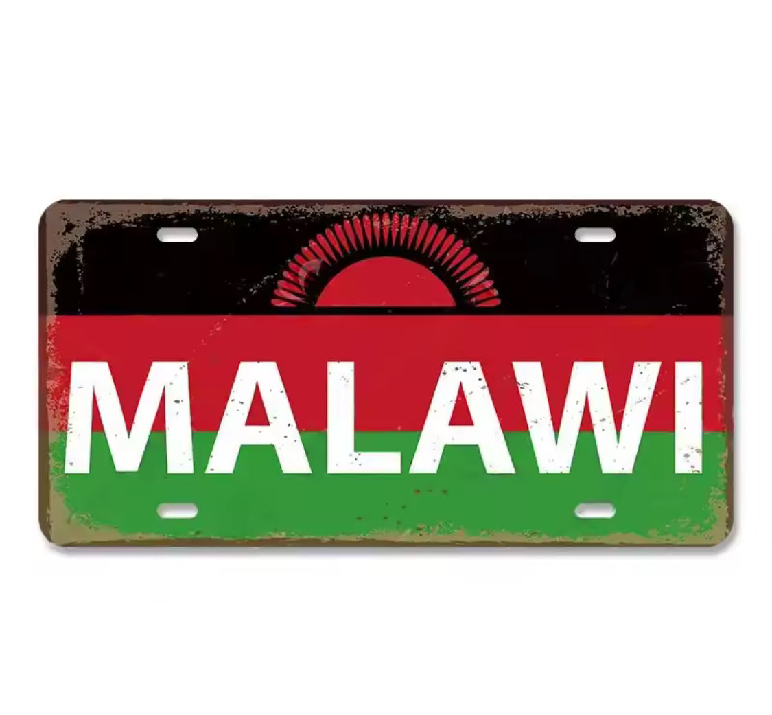 Metal Country Flag And Name Style License Plate Room Decor 15x30cm