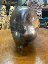 Hand Carved Wooden Smiling Hippo - Mouth Closed