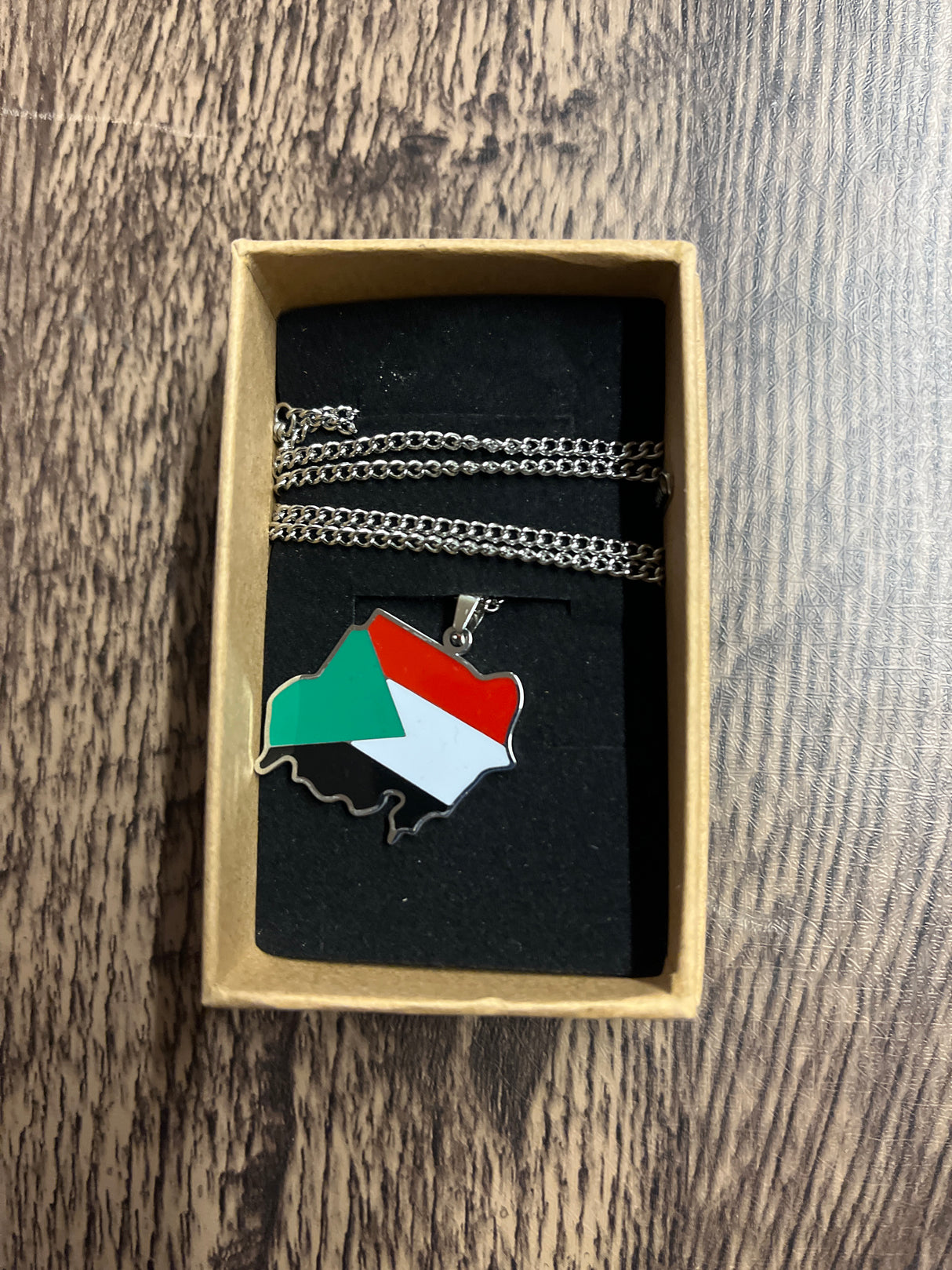 National Flag Country Shape Silver Necklace 60cm Chain