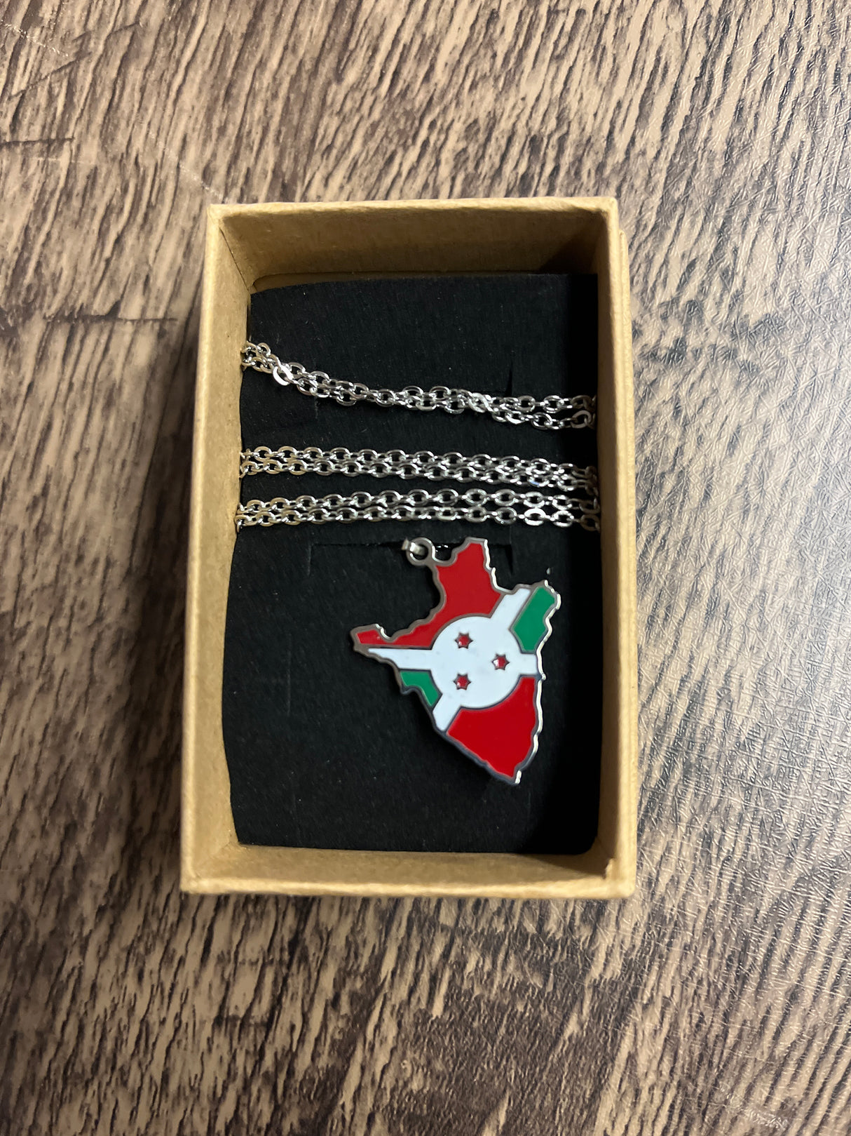 National Flag Country Shape Silver Necklace 60cm Chain