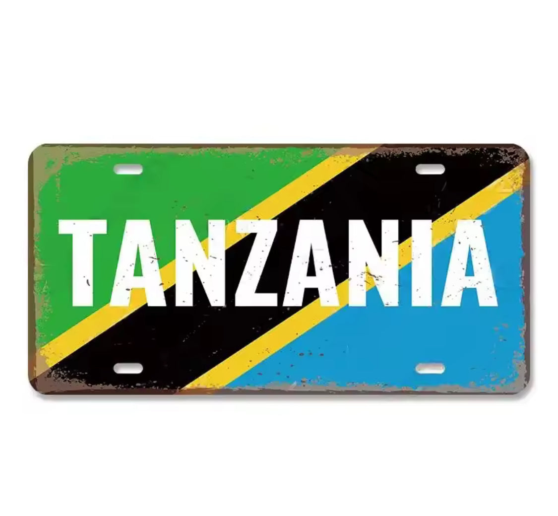 Metal Country Flag And Name Style License Plate Room Decor 15x30cm