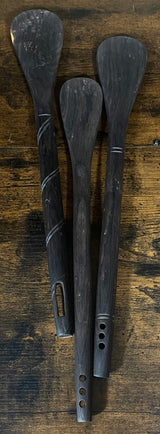 Hand Carved Ebony Flat Serving Spoons