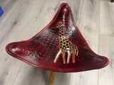 Handmade Folding Tripod Chair with a Giraffe on the Leather Seat - Tanzania