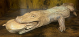 Hand Carved Mahogany Komodo Eating Prey
