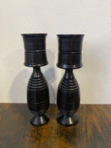 Pair of Handmade Ebony Candle Holders