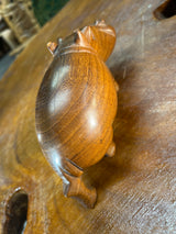Small Hand Carved Wooden Hippo - Mouth Closed
