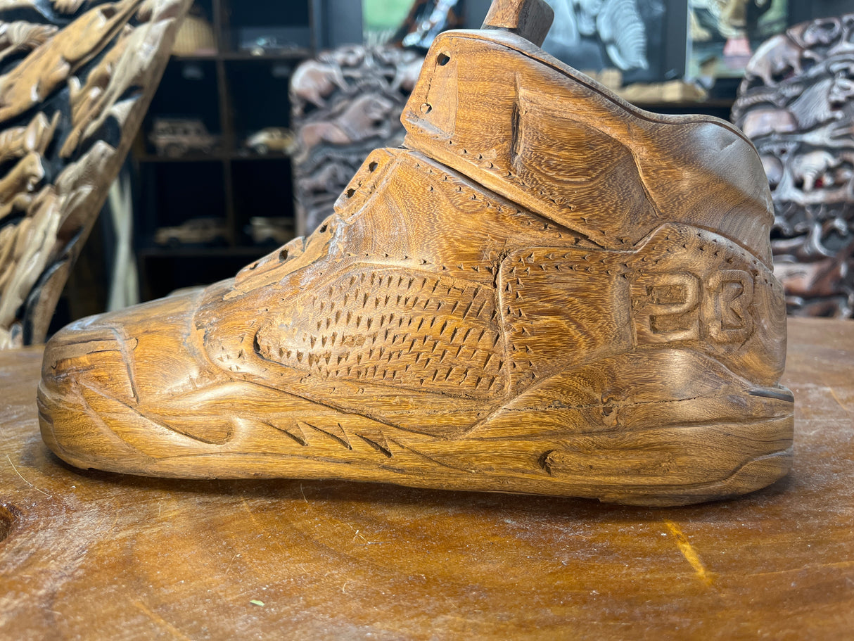 Pair of Jordan 5 V2.1 Hand Carved Mahogany Display Piece