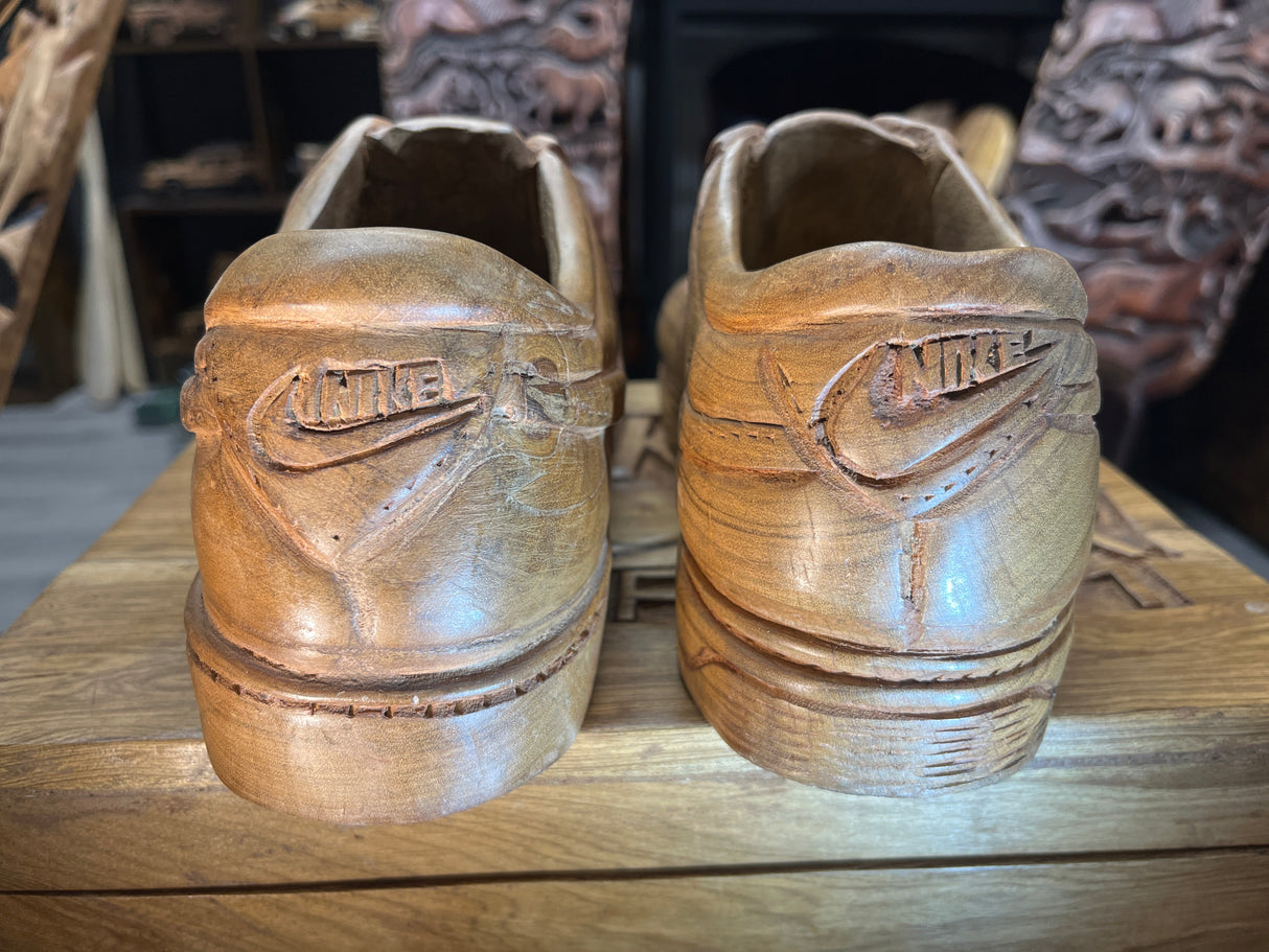 Pair of Nike Air Force One Low with Wooden Box V1.1 Hand Carved Mahogany Display Piece
