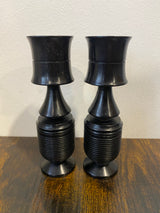 Pair of Handmade Ebony Candle Holders