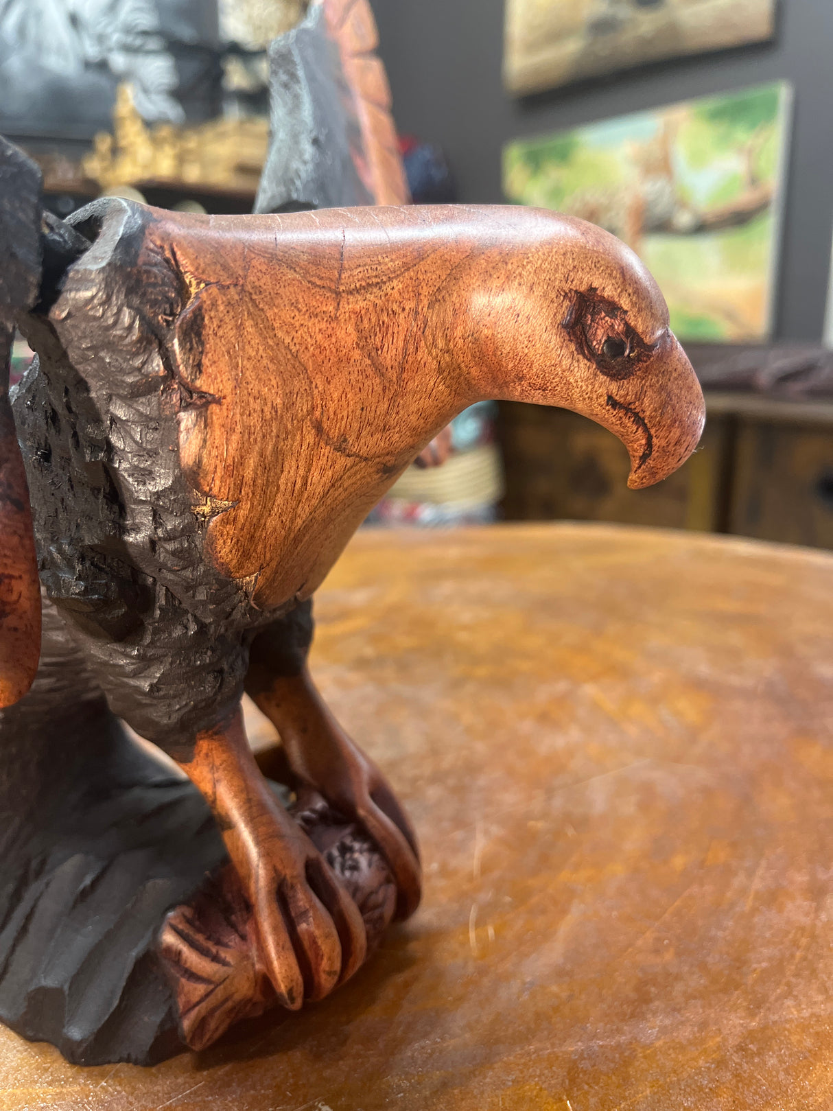 Bold and Stunning Eagle with Spread Wings (3 Piece) Wooden Mantle Top Centre Piece