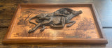 Vintage John Louw 3D Copper Art Picture And Frame Lion Hunting Antelope Signed