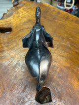 Hand Carved Ebony Elephant Striking Pose