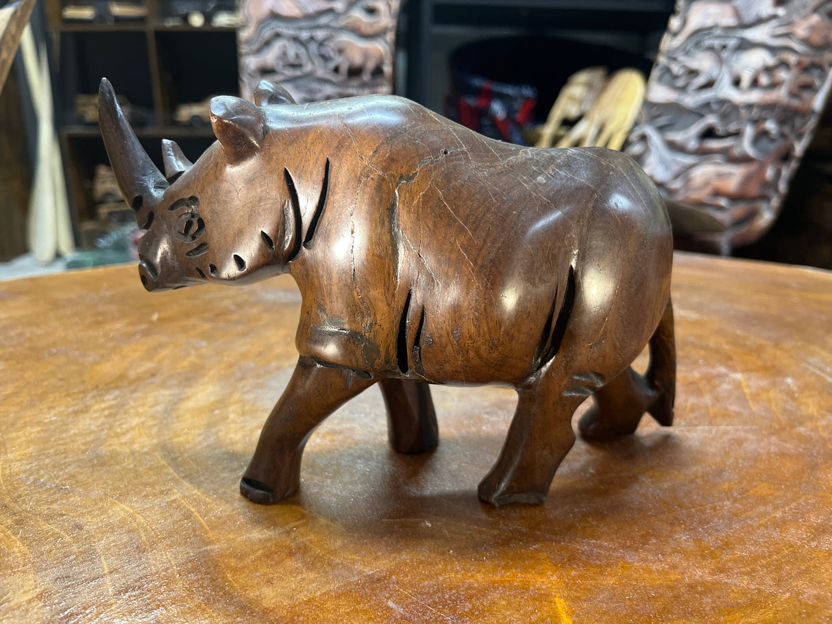 Wooden Standing Rhino Curio