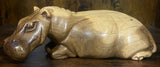 Large Hand Carved Mahogany Resting Hippo