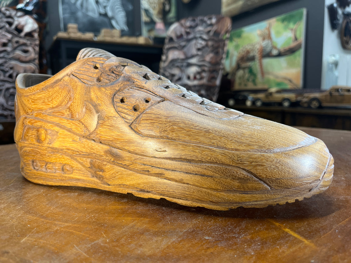 Single Shoe Nike Air Max 90 V1.1 Hand Carved Mahogany Display Piece