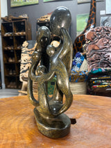 Hand Carved Stunning Green Stone Abstract Sculpture - Parents and Three Children