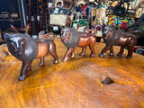Dark Red / Brown Wooden Hand Carved Lions - Stunning Facial Features and Realism