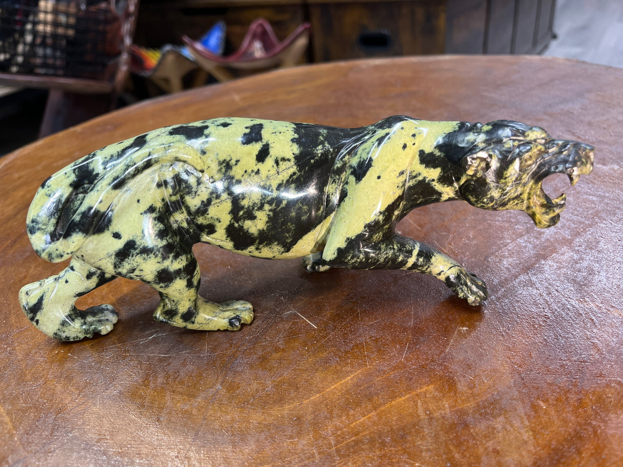 Large Growling Stone Panther Handmade In Malawi