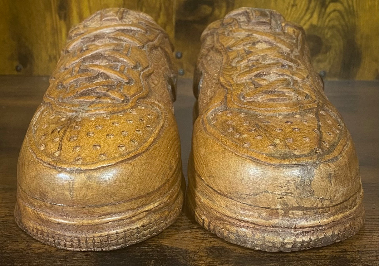Pair of Nike Air Force One Low V1.1 Hand Carved Mahogany Display Piece