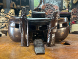Hand Carved Ebony Noah’s Ark With Animals and Noah and Spouse