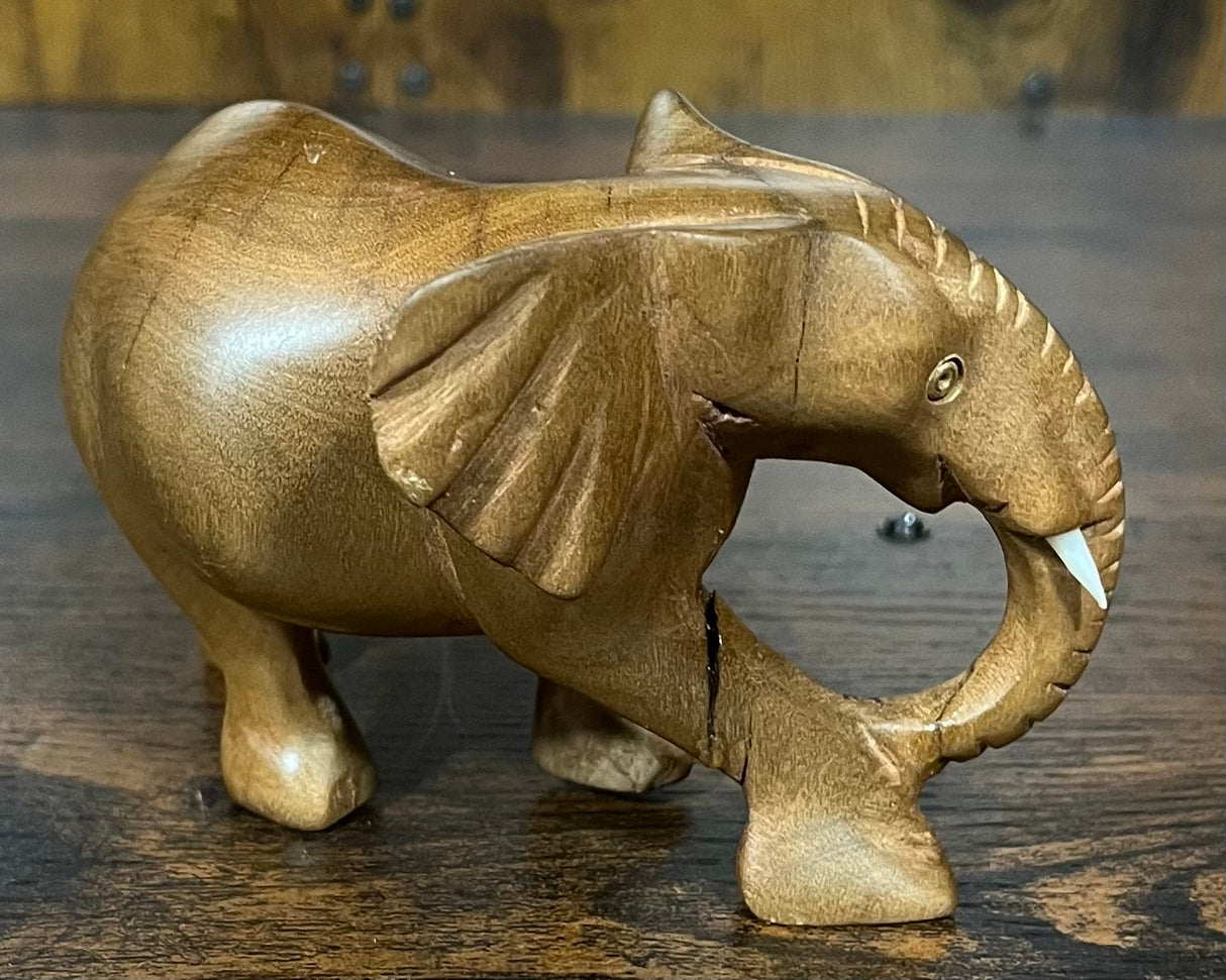 Handmade Mahogany Standing Elephant