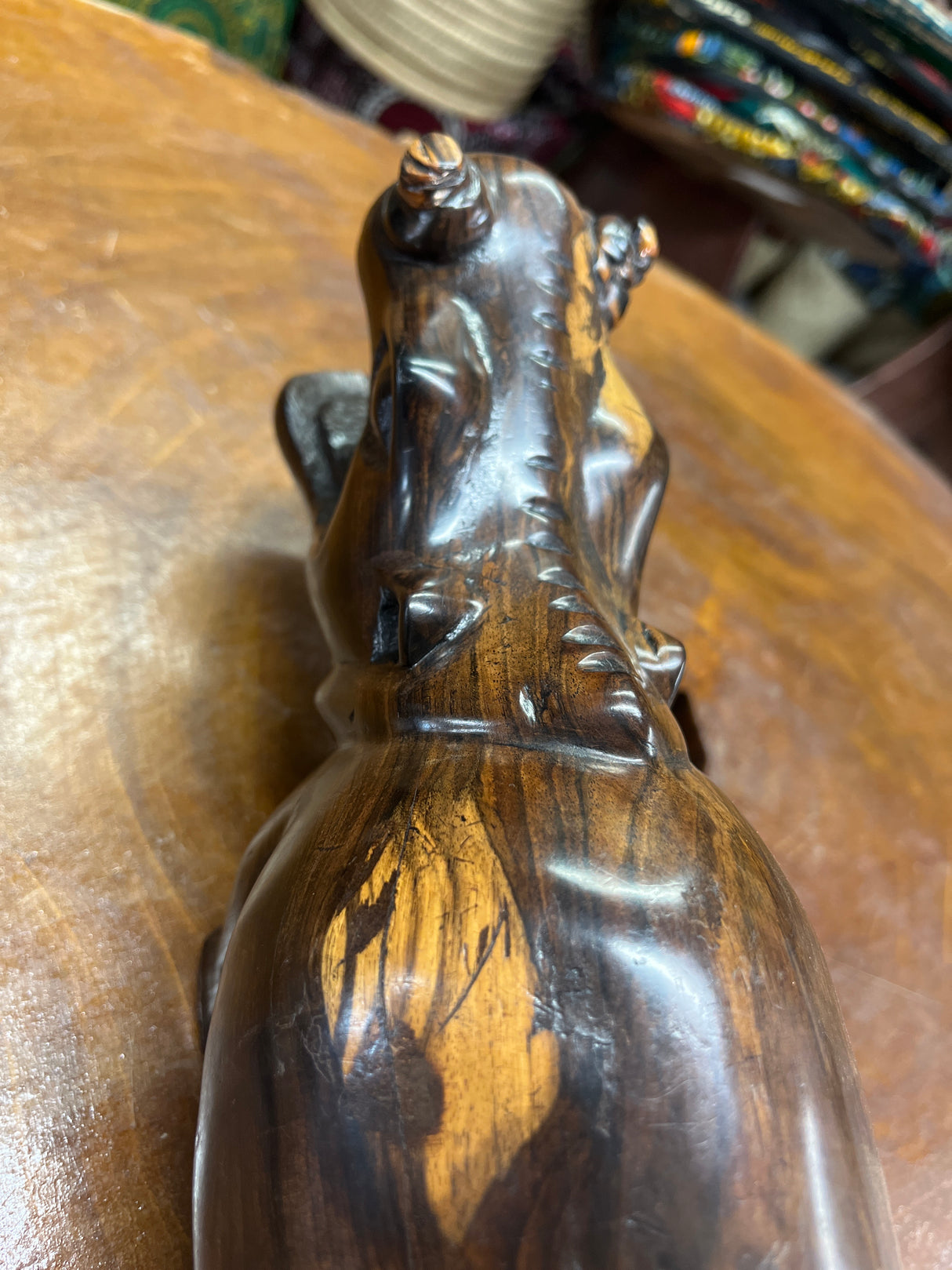 Hand Carved Wooden Hippo - Mouth Open No Teeth