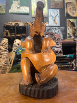 Hand Carved Happy Elephant Mahogany