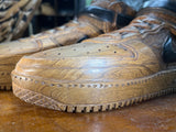 Pair of Nike Air Force One High V1.1 Hand Carved Mahogany Display Piece