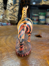 Hand Carved Painted Wooden Zebra on Stand