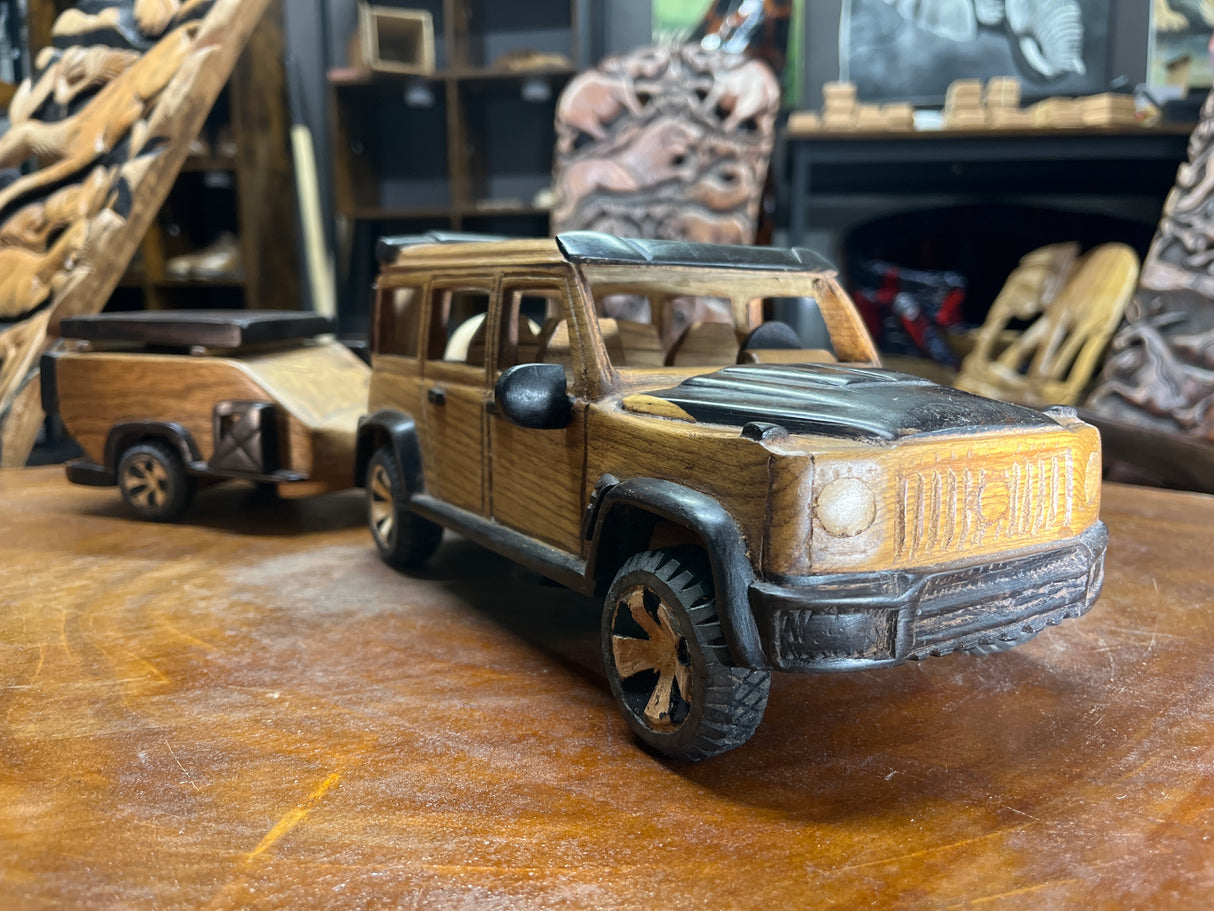 Mercedes G Wagon AMG Style with Trailer V2.1 Hand Carved Mahogany